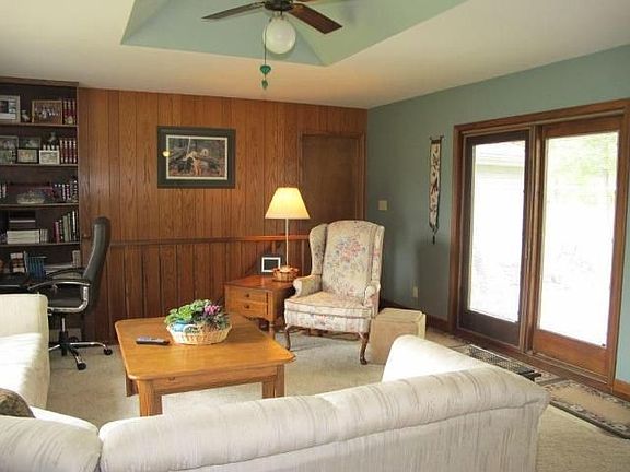 Great room with Pella door with built-in blinds