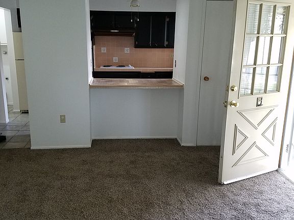 view from living room to kitchen