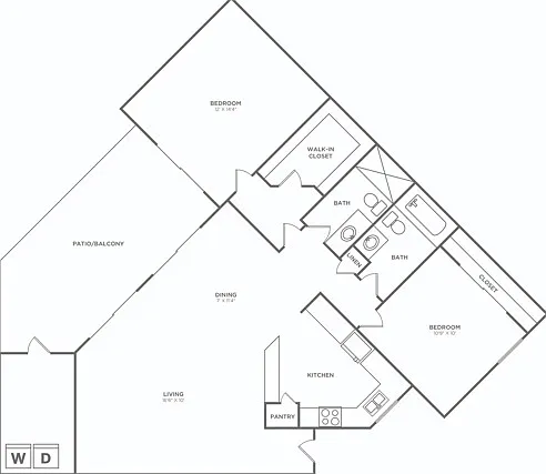 Two Bedroom Two Bath (1078 SF) Two Bedroom Two Bath (1078 SF)