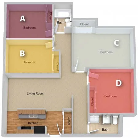 Floor plan By The Bed Pricing - Four Bedroom Large