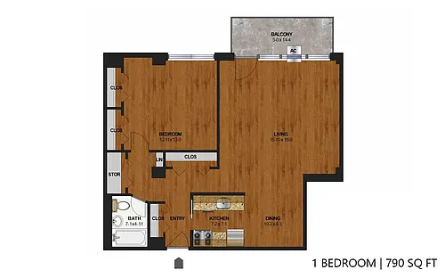 Floor plan The Shores - One Bedroom (B)