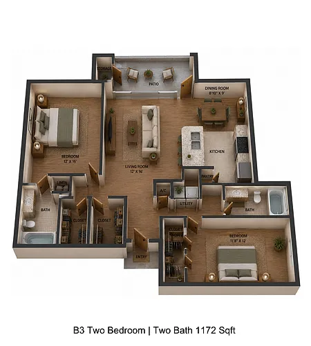 Floor plan 2 bedroom 2 bathroom