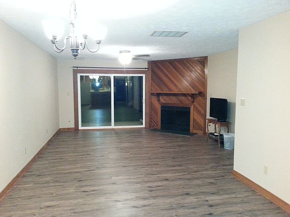 sliding doors and fireplace