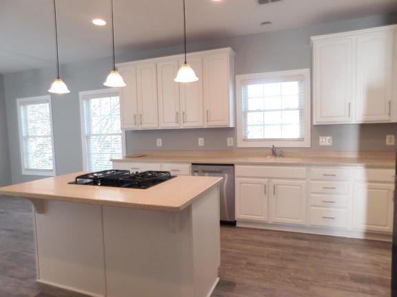 Kitchen island with seating for three