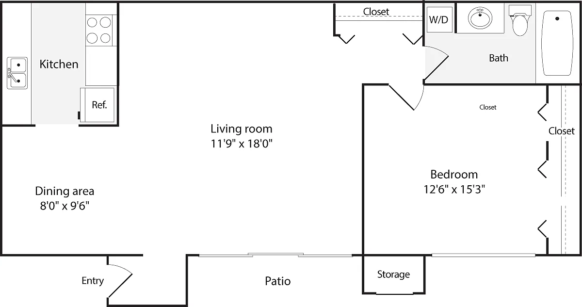 Floor plan 1 Bedroom D