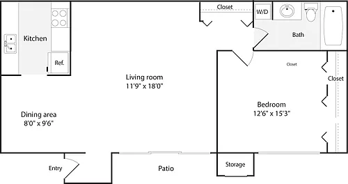 Floor plan 1 Bedroom D