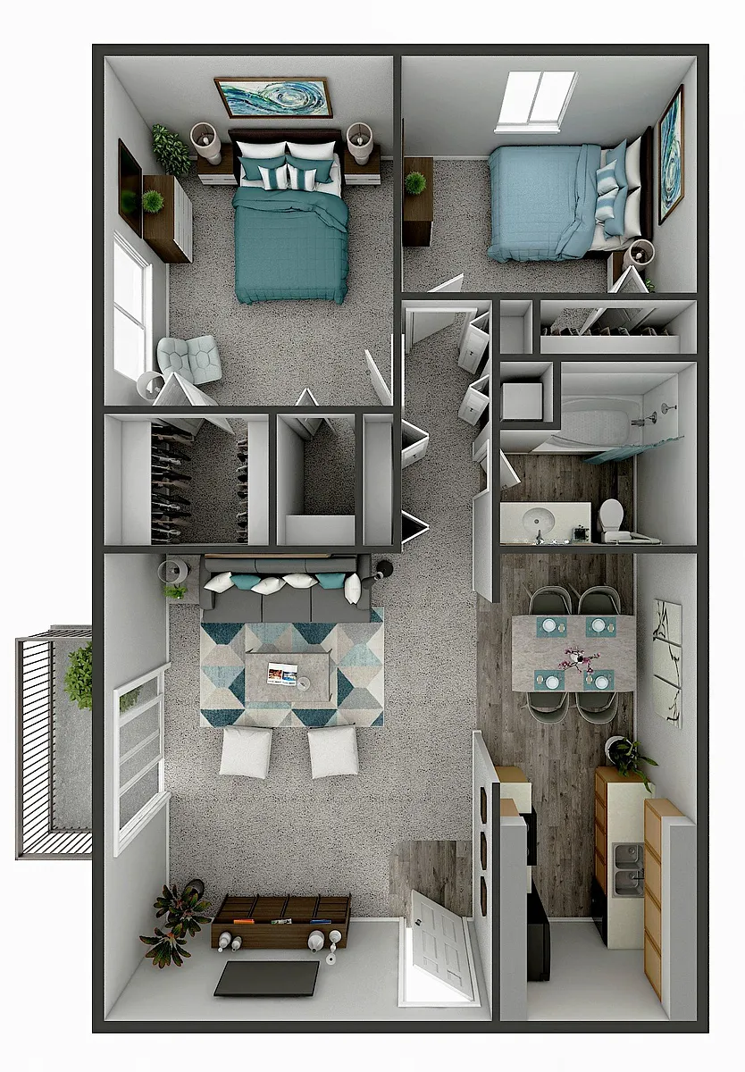 Floor plan 2 Bedroom 1 Bath