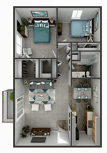 Floor plan 2 Bedroom 1 Bath