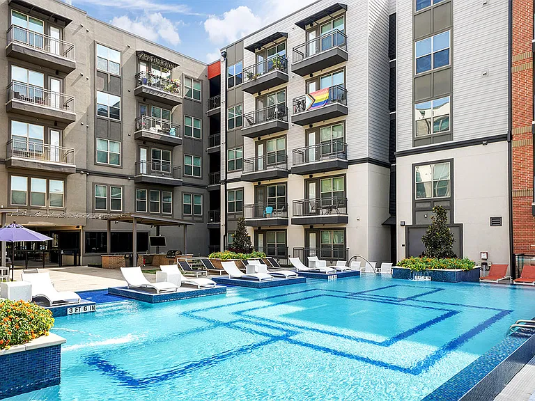 Apartment community resort-style pool at Griffis Oak Lawn in Bethesda, Maryland.