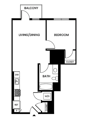 Floor plan 1 Bed/1 Bath-A1.2