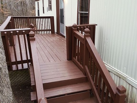 Stairs to deck & front door