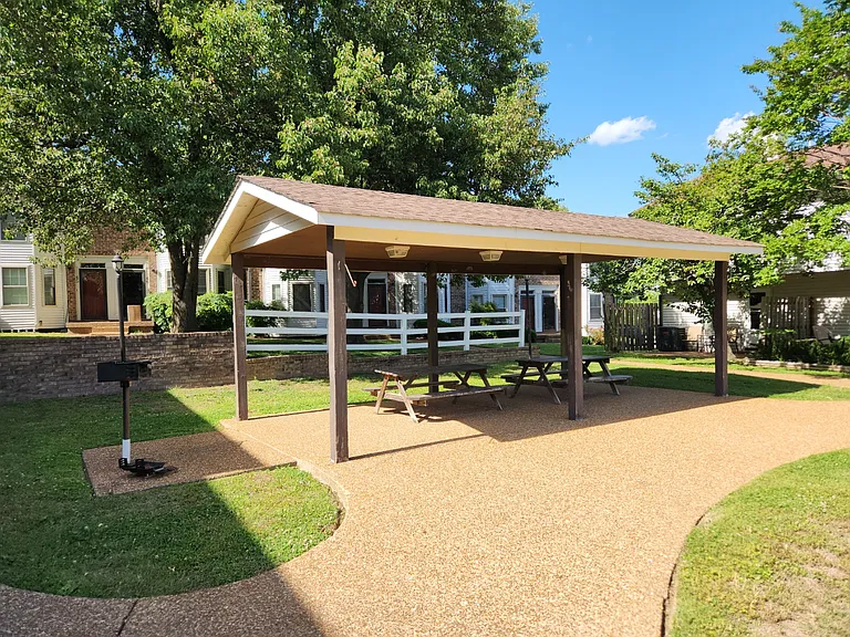 The pavilion is a great place for hosting parties, reunions, and games. There is a charcoal grill for cookouts.