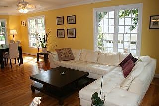 Large open living room to kitchen