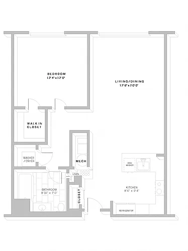 Floor plan 1 Bed 1 Bath A1