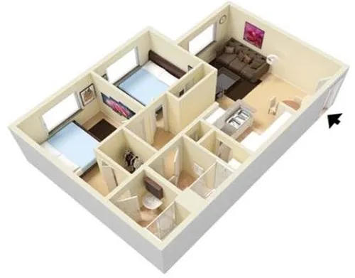Floor plan Two Bedroom Two Bath 60% Phase I