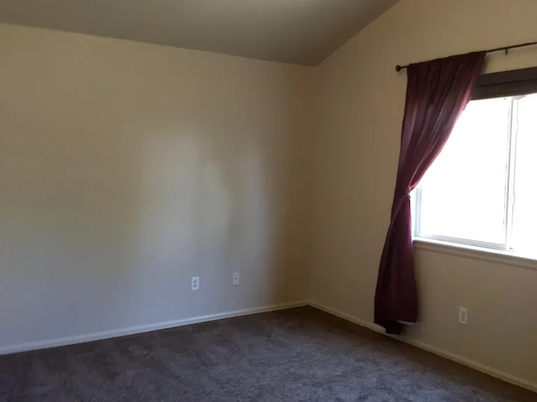 master bedroom with vaulted ceilings