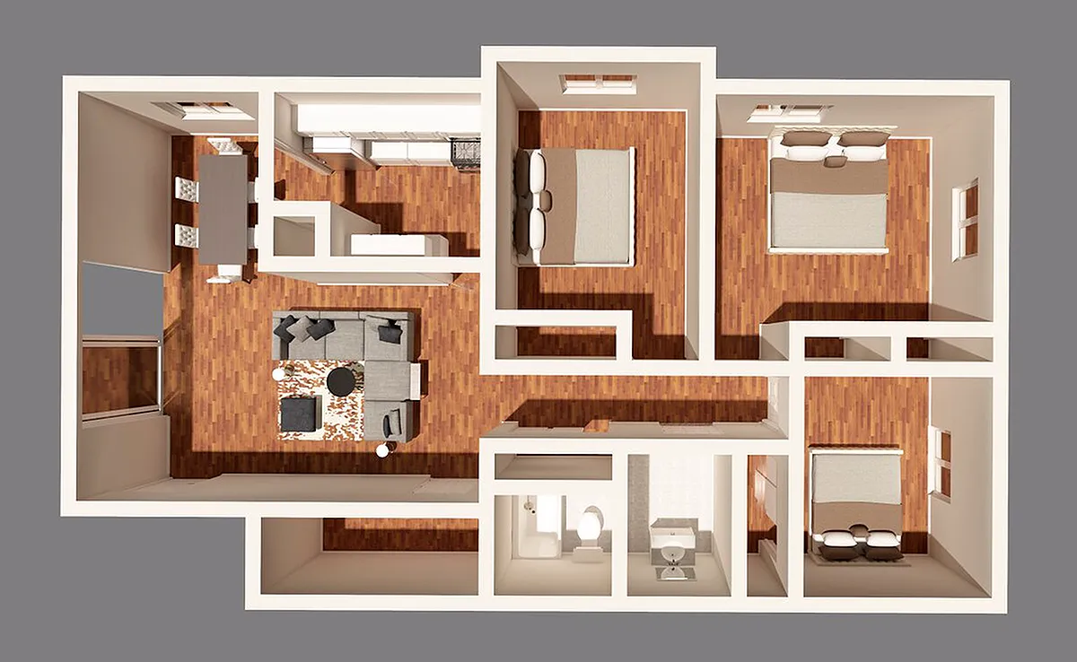 Floor plan 3 Bedroom/1 Bathroom