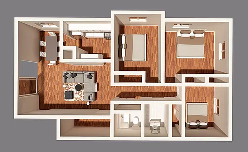 Floor plan 3 Bedroom/1 Bathroom
