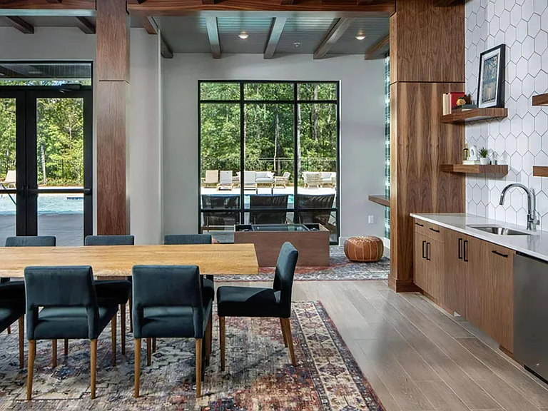 Community Workspace with Large Collaborative Tables and Modern Lounge Seating