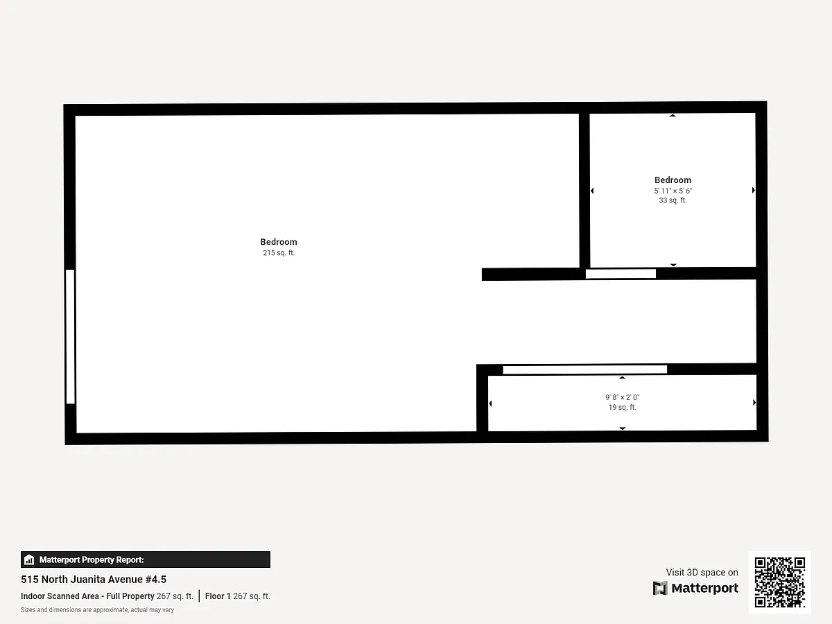 Floor plan 2 Bed 1 Bath - 517 N. Juanita Ave.