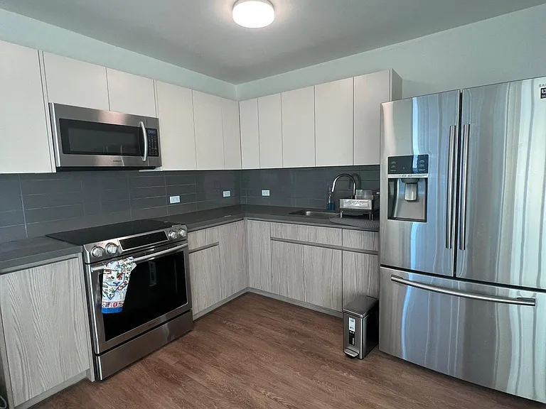 Kitchen with spacious fridge