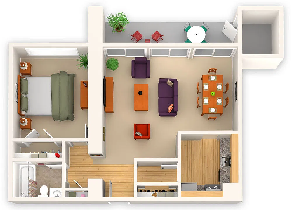 Floor plan One Bedroom Deluxe
