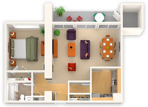 Floor plan One Bedroom Deluxe