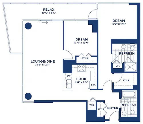 Floor plan Residence 3 (2BR/2BA)