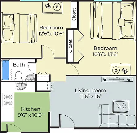 Two Bedroom Floorplan Two Bedroom Floorplan