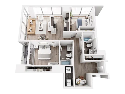 Floor plan 2 Bed 2 Bath (1,142 sq ft)