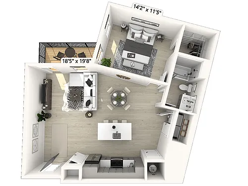 Floor plan A81 - 1 Bedroom 1 Bathroom