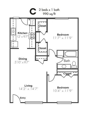 Floor plan 2x1A