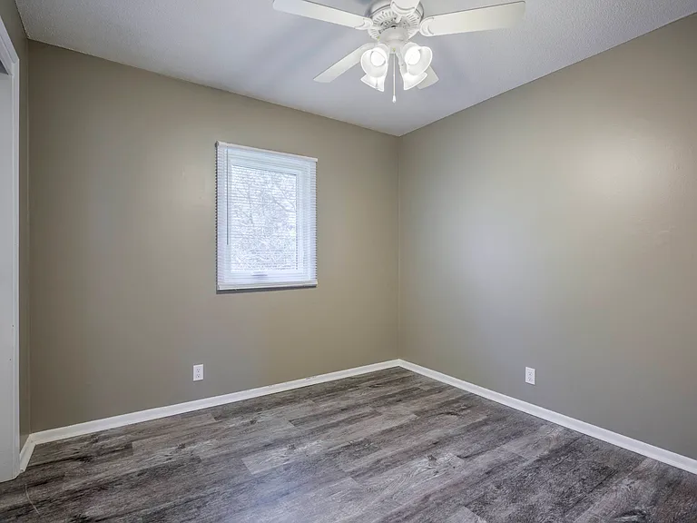 Ceiling fan in bedroom at Ashland Park Apartments.