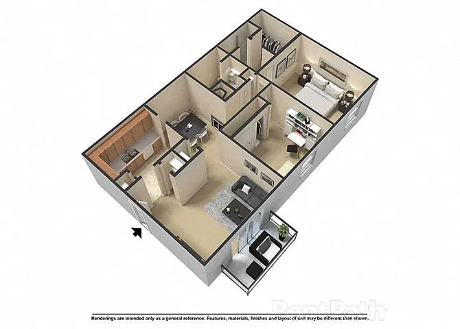 Floor plan Two Bedroom, Two Bath