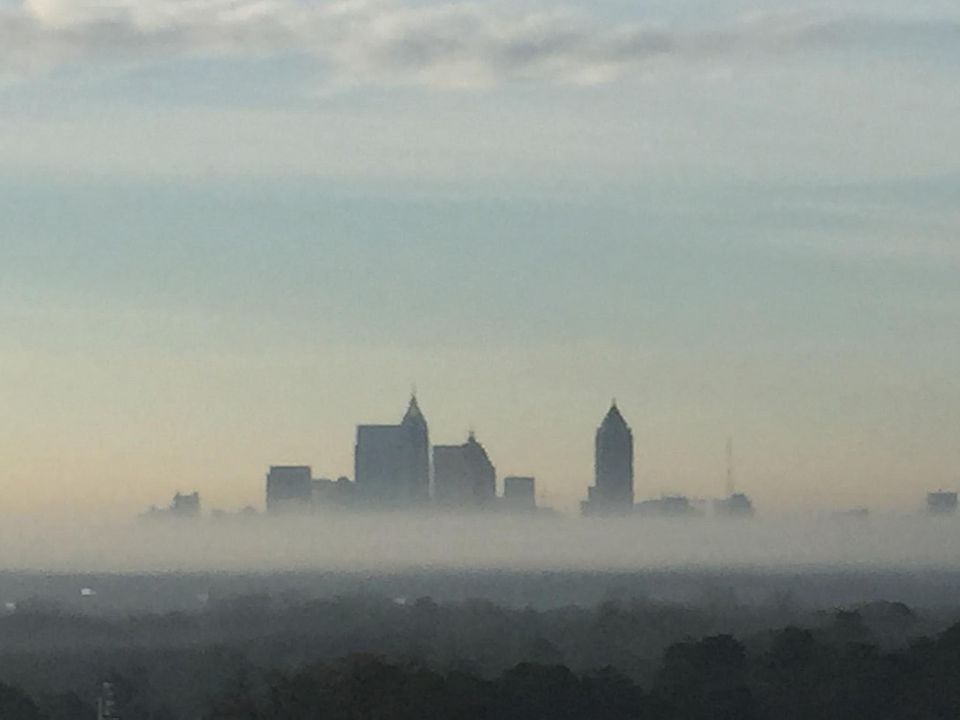 The view of Atlanta skyline from the balcony