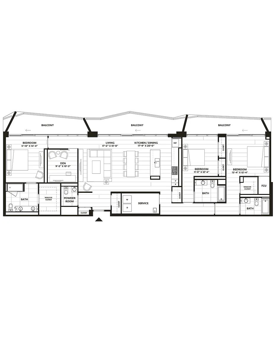 Floor plan 3 Bed/3.5 Bath Den-C6