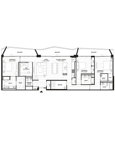 Floor plan 3 Bed/3.5 Bath Den-C6
