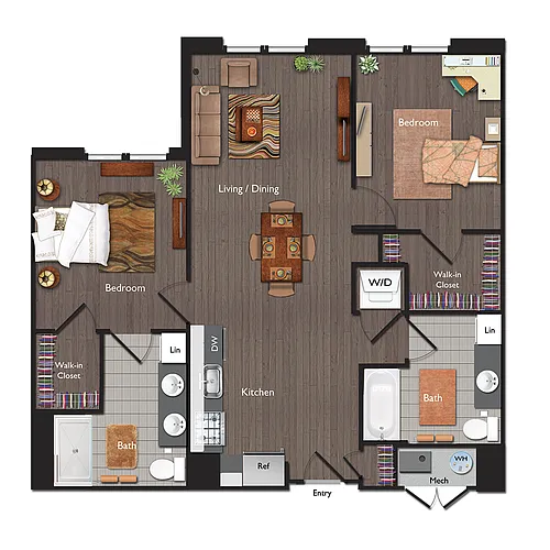 Floor plan Two Bedrooms/Two Bathrooms (C06)