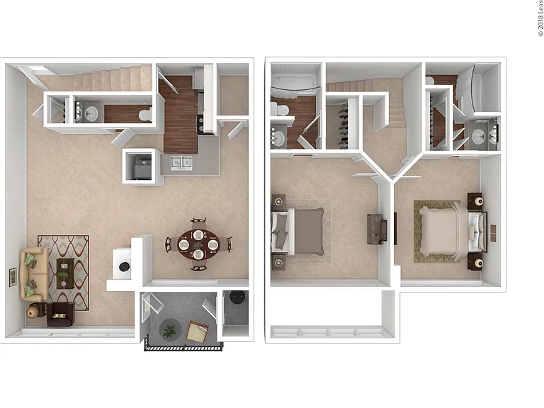 B5 TH: Beds - 2: Baths - 2.5: SqFt Range - 1012 to 1012