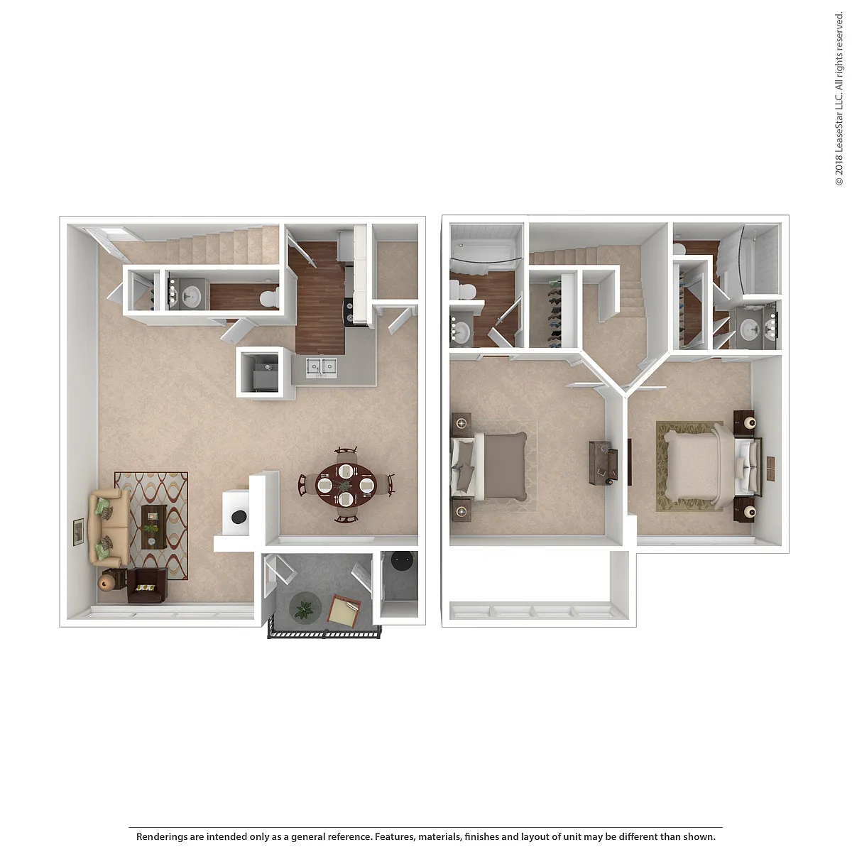 Floor plan B5 TH - 2nd Bedroom is a Loft