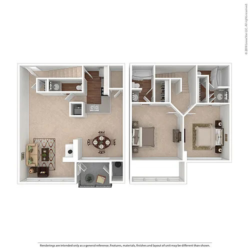 Floor plan B5 TH - 2nd Bedroom is a Loft