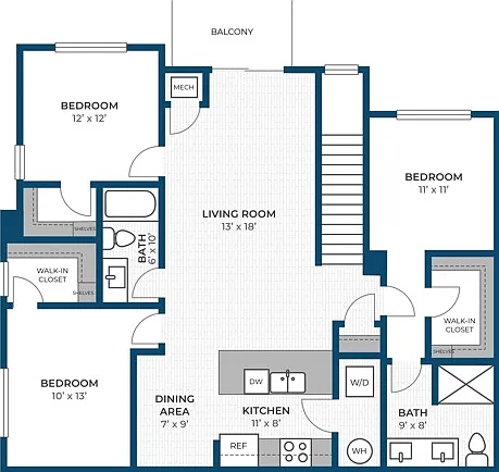 Floor Plan 3BR B2 | Seasons at Hoffman Estates | Apartments in Hoffman Estates, IL Floor Plan 3BR B2 | Seasons at Hoffman Estates | Apartments in Hoffman Estates, IL