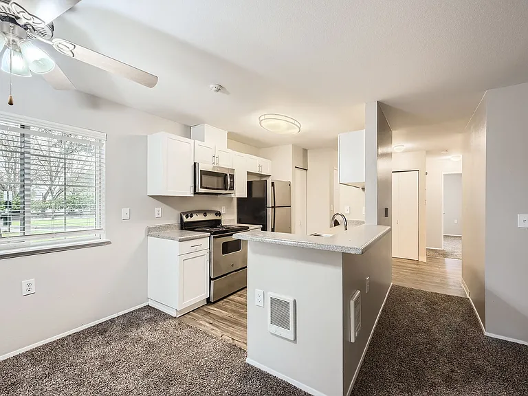 Kitchen in a two-bedroom two-bath at Capitol City in Lacey, WA