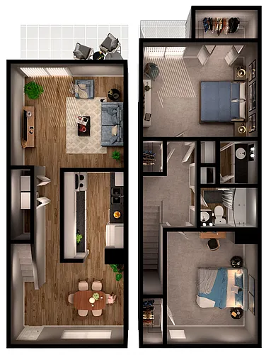 Floor plan 2 Bed 1 Bath B4