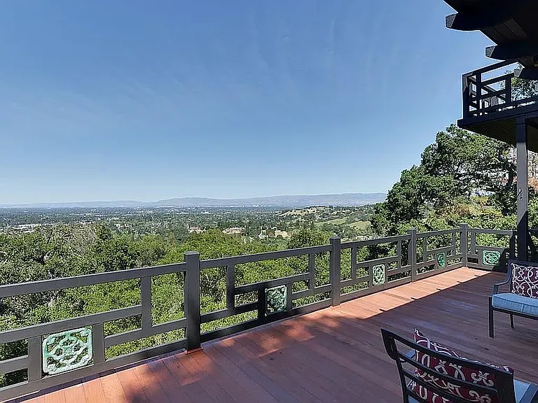 One of many porches on the main house to capture views of the Silicon Valley.