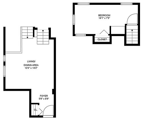 Floor plan 2 Bedroom - 1 Bathroom