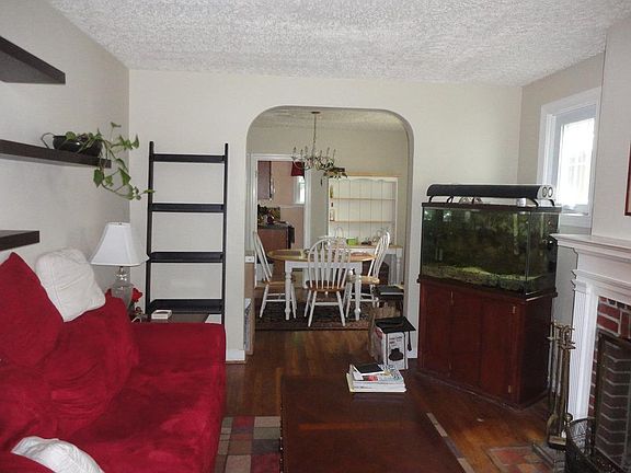 Living room with working fireplace