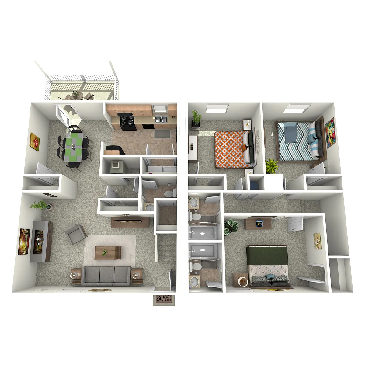 Floor plan 3 Bedroom Two and a Half Bathroom-Market