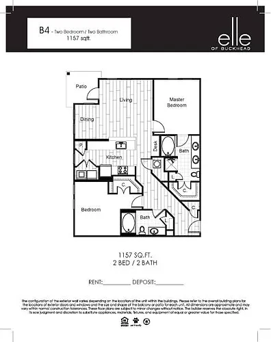 Floor plan 2 Bedroom 2 Bath (B4)