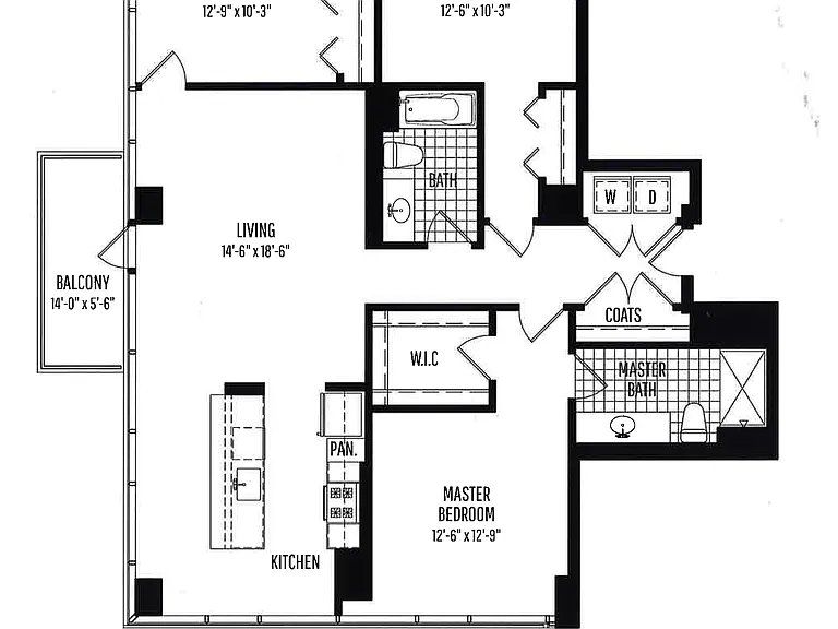 3 BR, 2 BTH floor plan 1225 Old Town